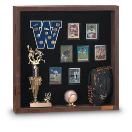 UNITED VISUAL PRODUCTS Wood Framed 4" Display Case, 24"x24", Waln, UVMCS2424-WALNUT-DBURGU UVMCS2424-WALNUT-DBURGU